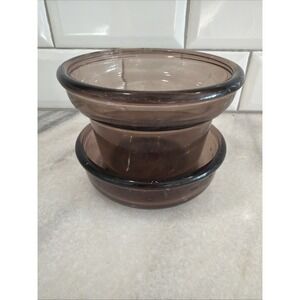 Vintage Corning USA Glass Plant Helpers PotSaucer PH-5 Terrarium Base Amber 0021